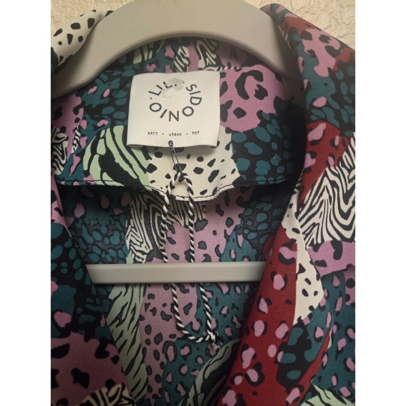 Lilano Dress Colorful Print Button Down 3/4 Sleeve Midi Length - Picture 3 of 5